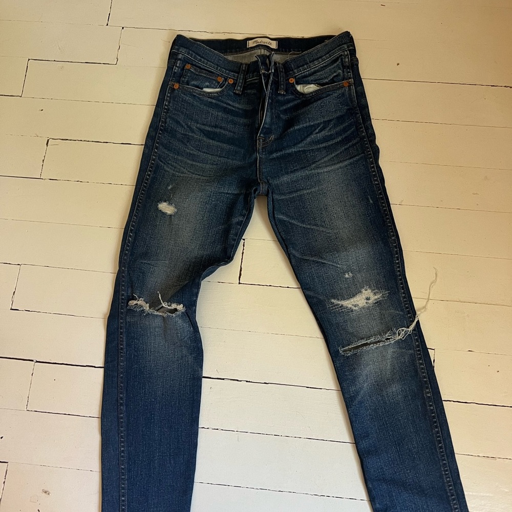 Madewell distressed high rise skinny jeans, size 28
